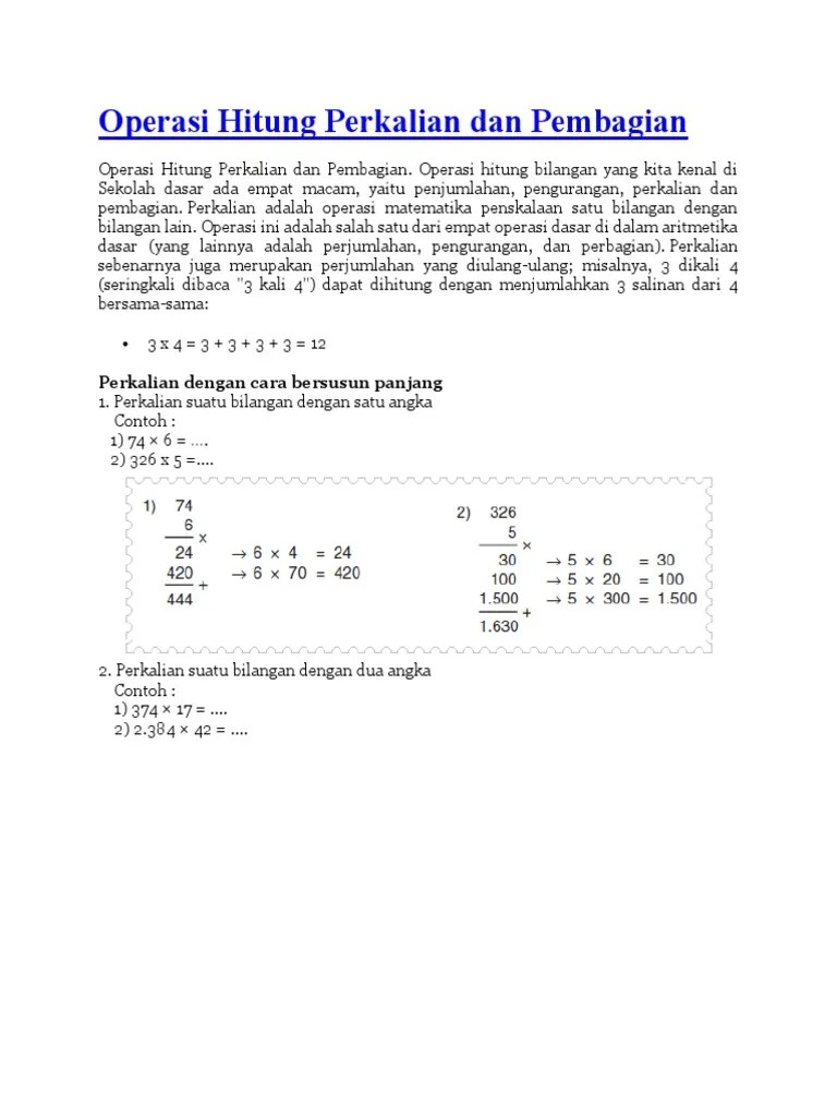 Operasi Hitung Perkalian Dan Pembagian | PDF
