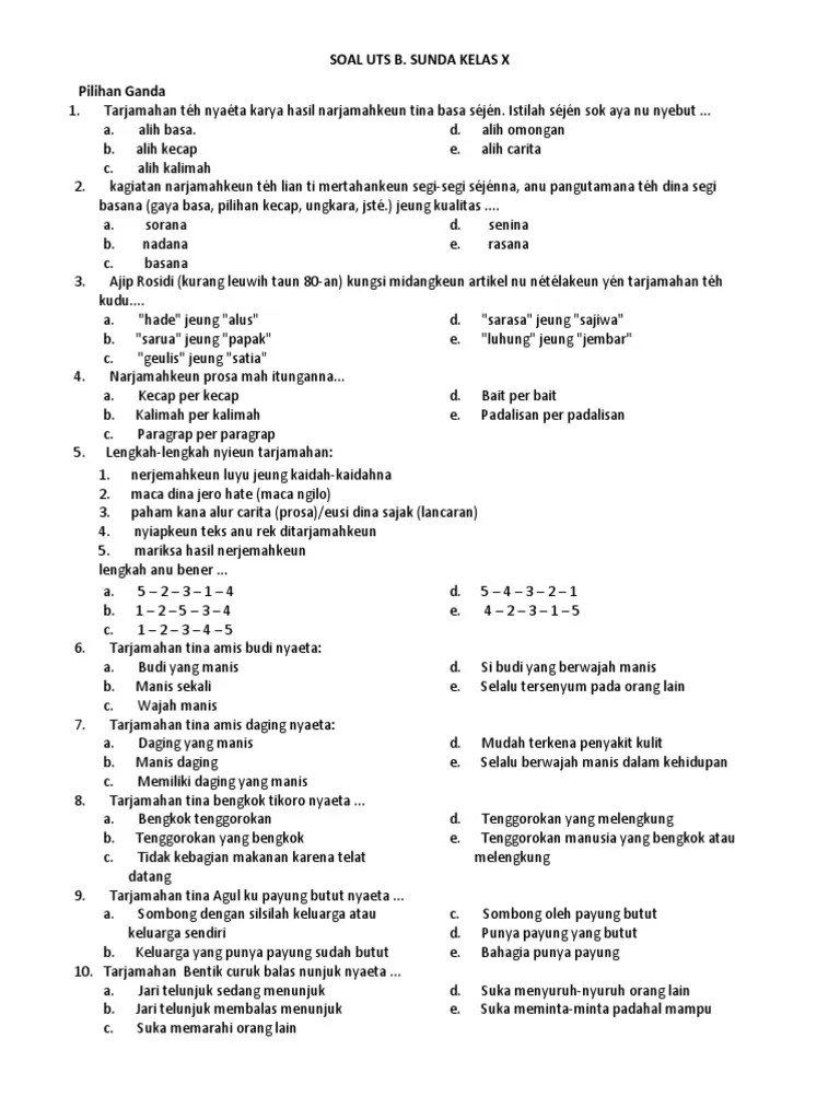 Materi Tarjamahan Bahasa Sunda Kelas 10 - Perangkat Sekolah