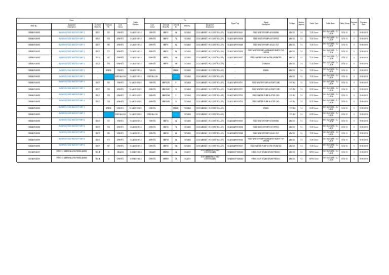 Cable Schedule Template PDF Direct Current Electrical Engineering