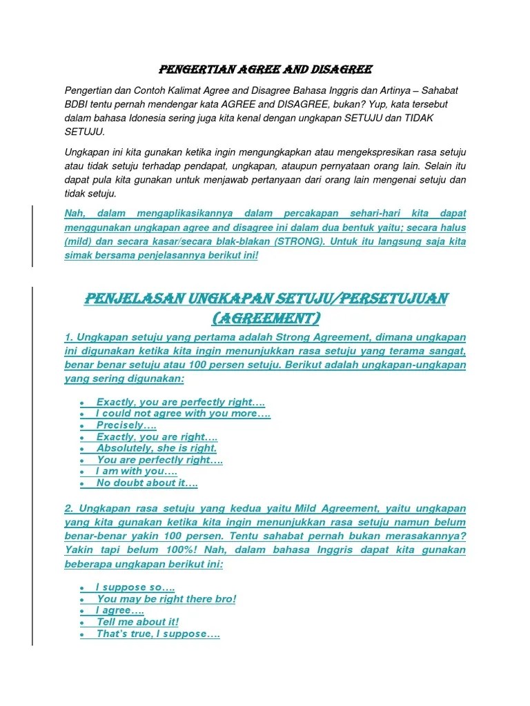 Contoh Kalimat Setuju Dan Tidak Setuju Dalam Bahasa Inggris – Berbagai  Contoh