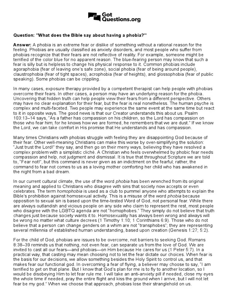 Got Questions PDF Phobia Joshua