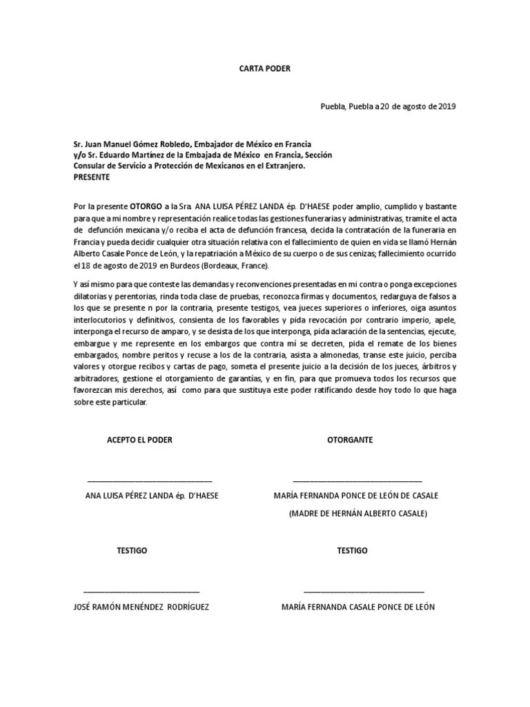 Formato Carta Poder México Justicia
