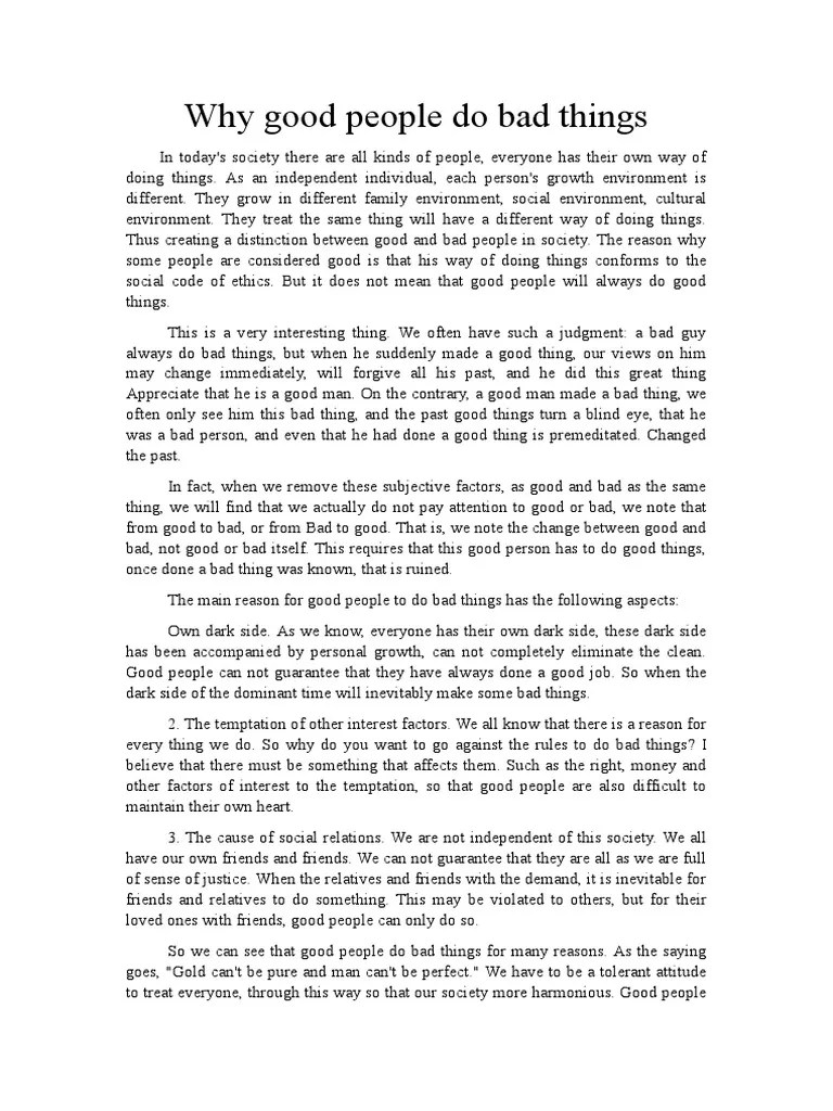 Why Good People Do Bad Things. PDF Charitable Organization