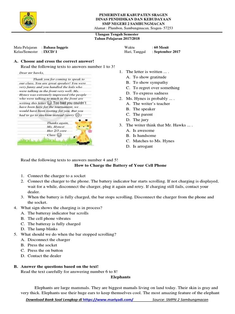 Soal Essay Bahasa Inggris Tentang Report Text