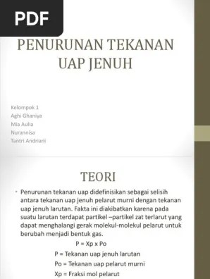 Penurunan Tekanan Uap Jenuh | PDF
