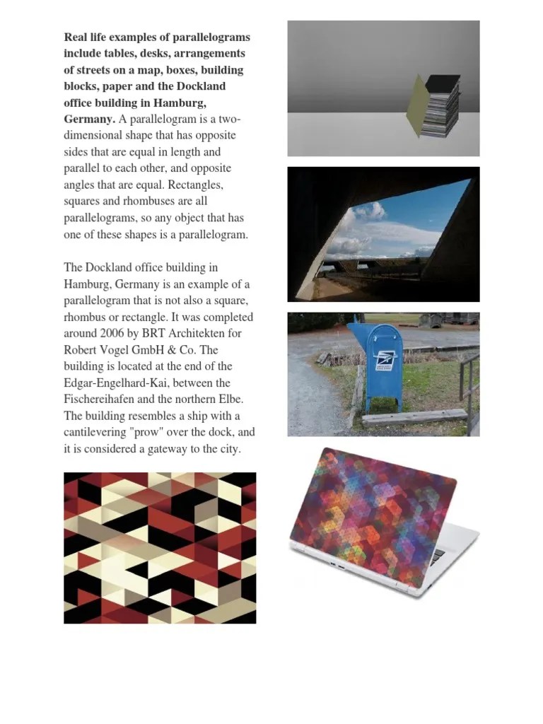 Real Life Examples of Parallelograms Include Tables PDF