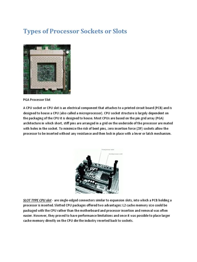 Types of Processor Sockets or Slots PDF