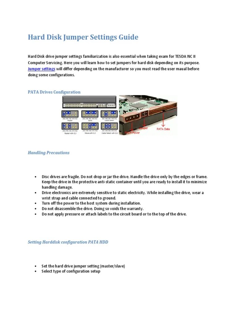 Hard Disk Jumper Settings Guide PDF
