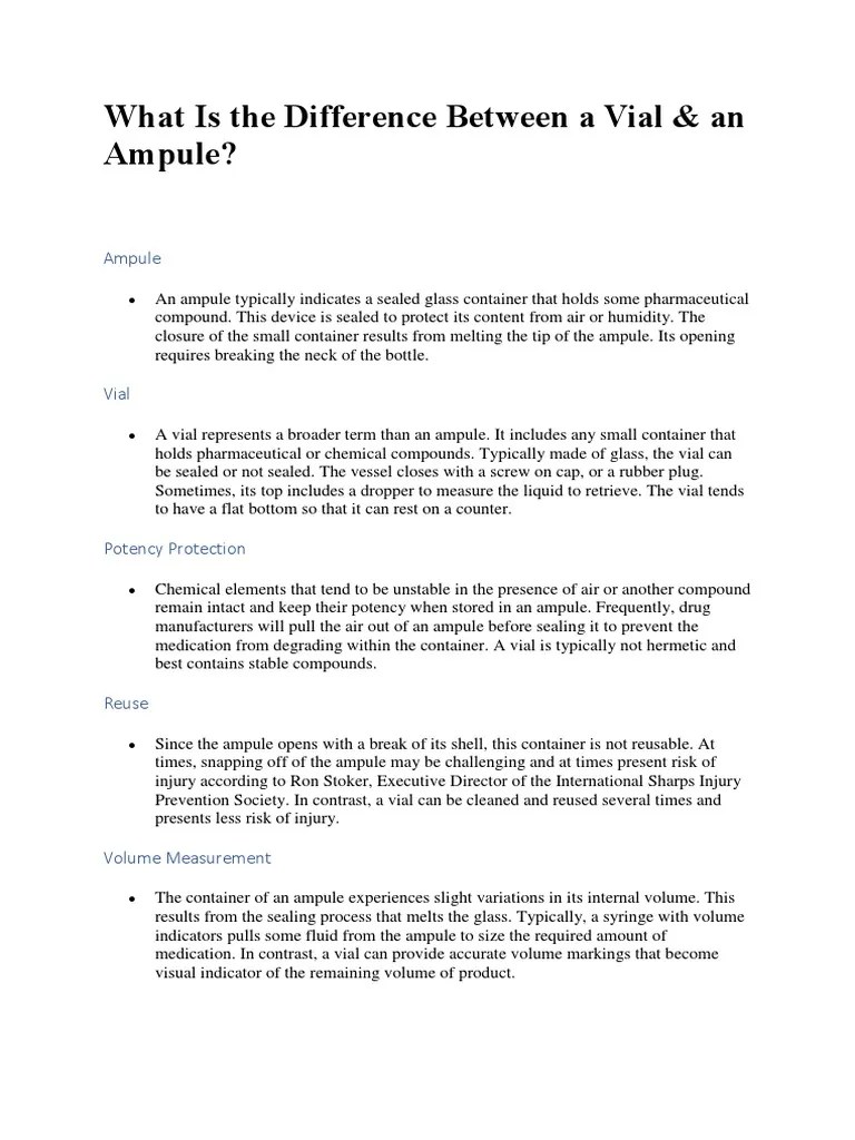 What Is The Difference Between A Vial & An Ampule? PDF Glasses
