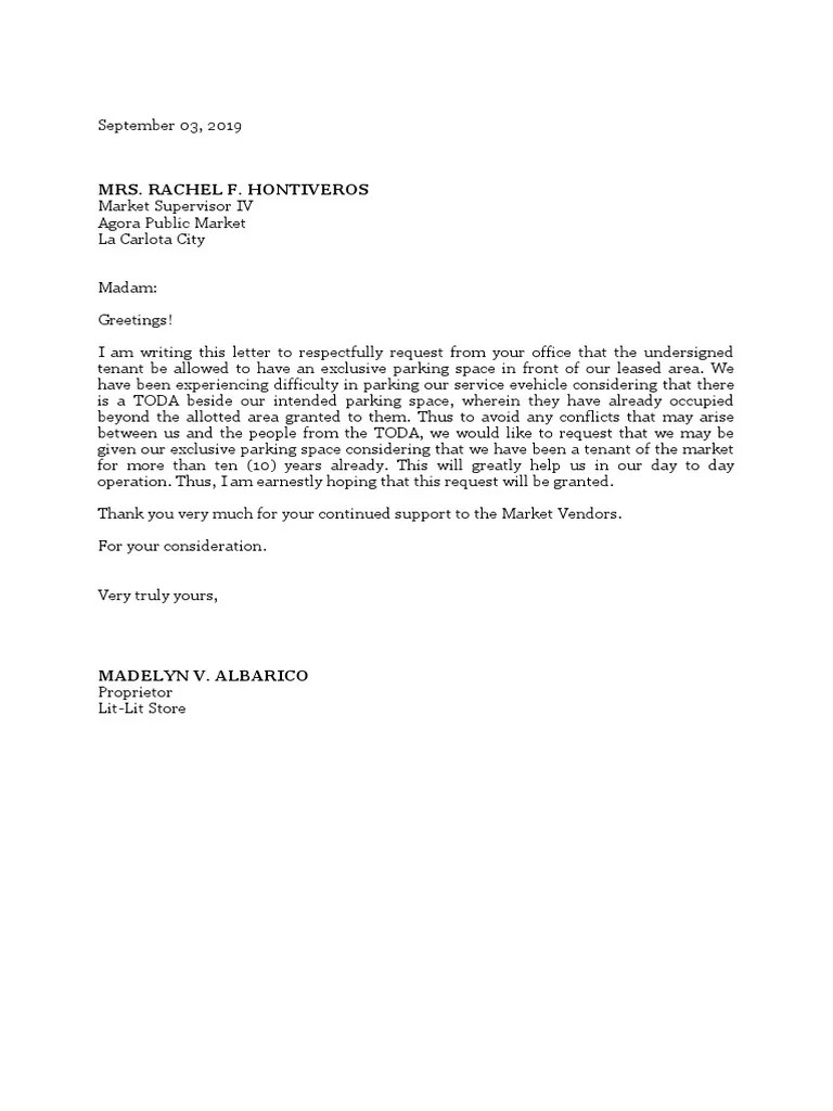 Sample Letter of Request To Government