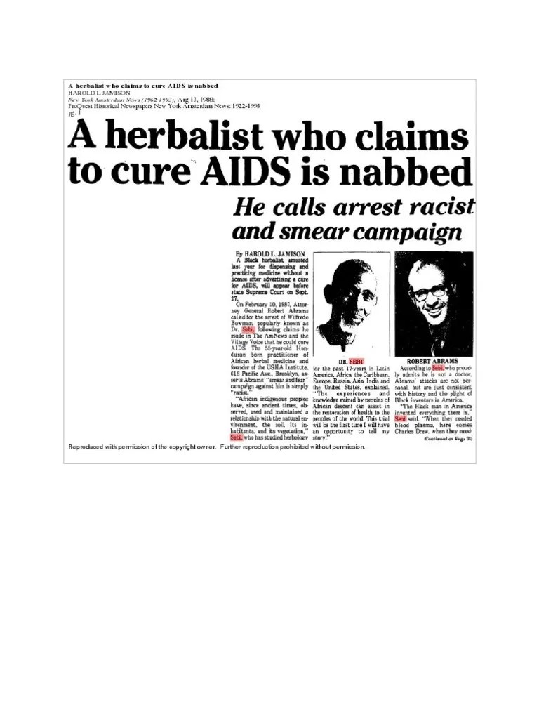 Dr Sebi Is Arrested In Racist Smear Campaign Pdf Pdf Herbalism