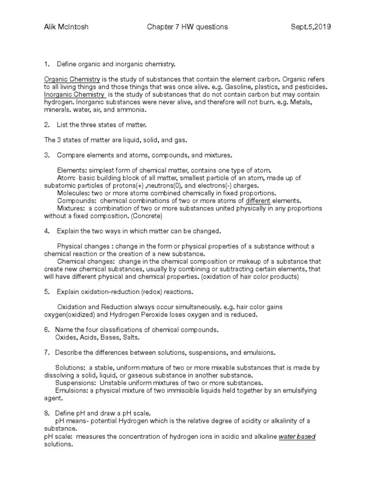 Milady's Barbering Chapter 7 Review Questions Redox Solution