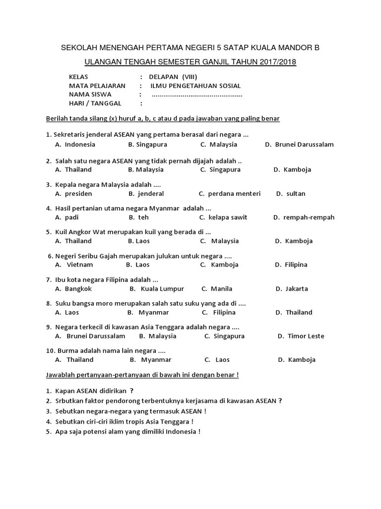 Uts KLS 8 Ganjil 2019 | PDF