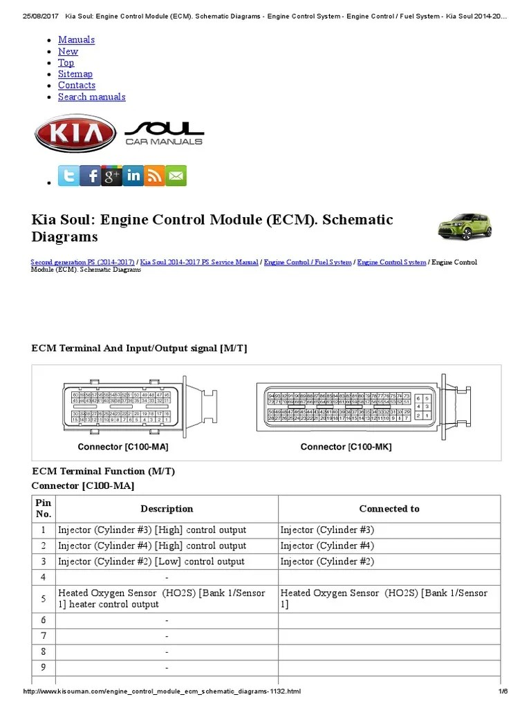 Interactive Panel Display Kia Soul Engine Control Module (ECM) Schematic Diagrams PDF Fuel Injection Throttle