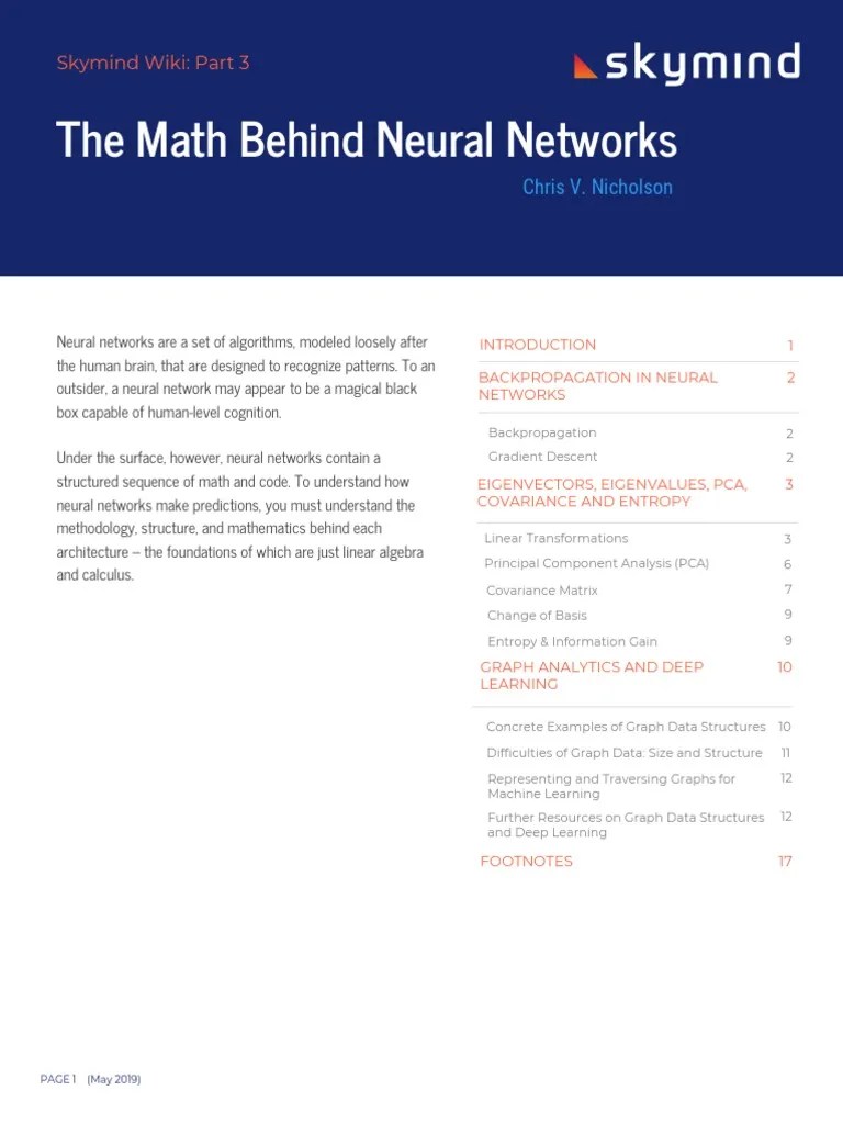 Skymind The Math Behind Neural Networks PDF Principal Component