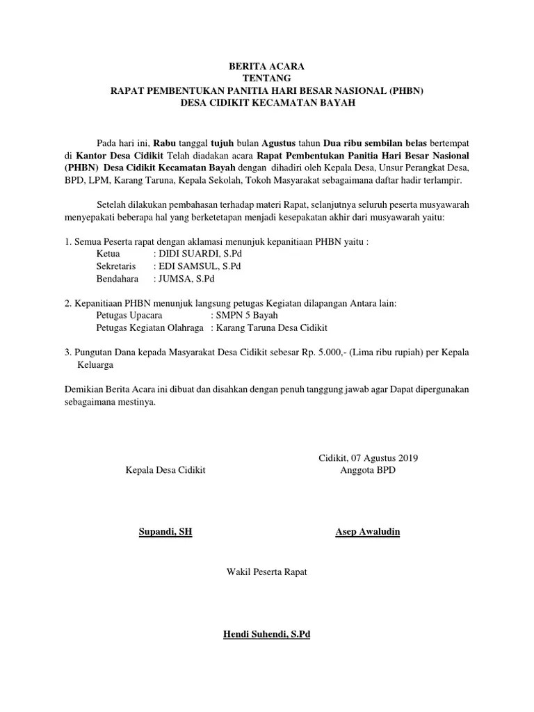 Berita Acara PHBN | PDF