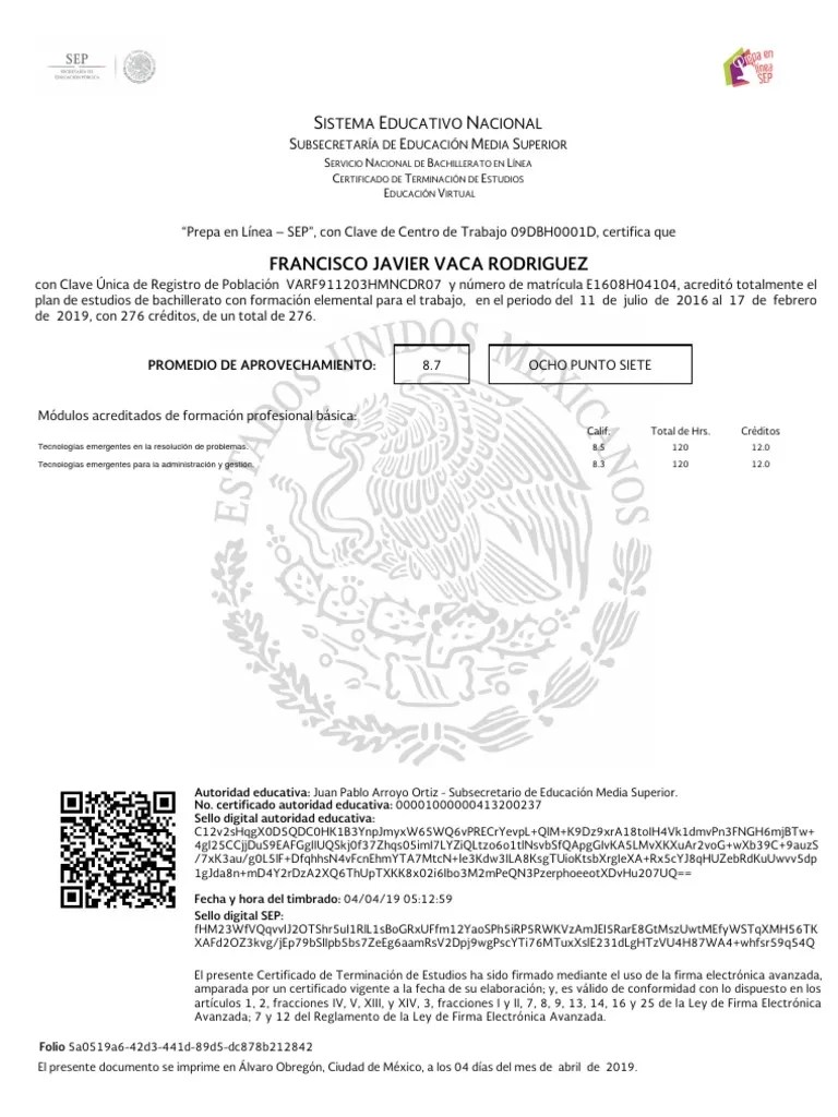 Certificado.pdf Educación Secundaria Plan de estudios