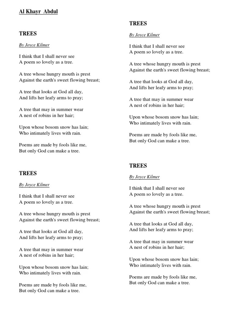 Al Khayr Abdul Trees by Joyce Kilmer PDF