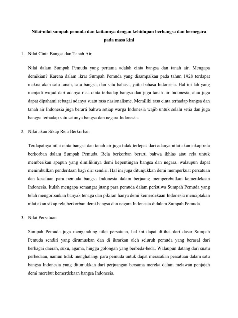Nilai Nilai Sumpah Pemuda | PDF