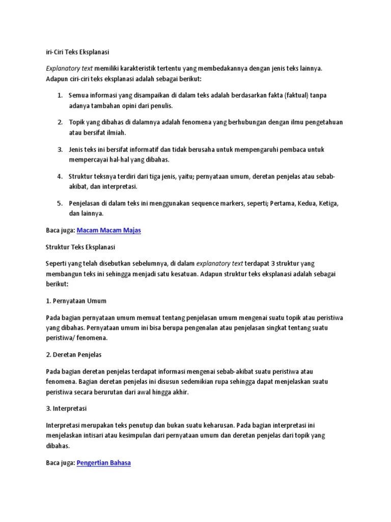 Jenis Jenis Teks Eksplanasi Dan Contohnya Berbagi Teks Penting