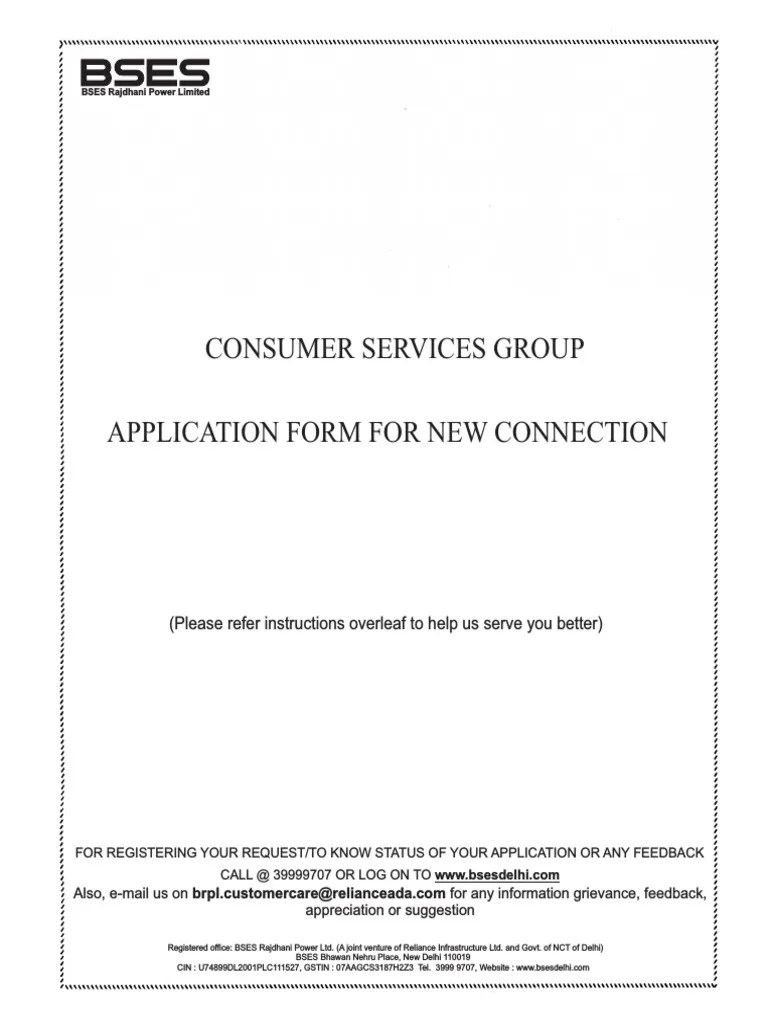 New Connection Form BRPL PDF Business