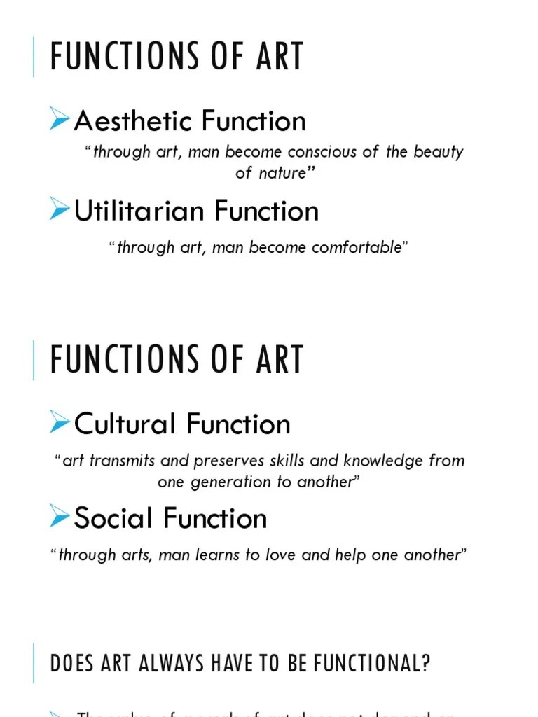 Functions of Art Aesthetic Function Utilitarian Function PDF