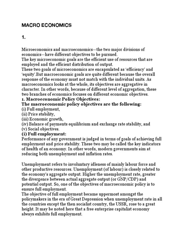 Macro Economics PDF Wholesale Price Index Macroeconomics