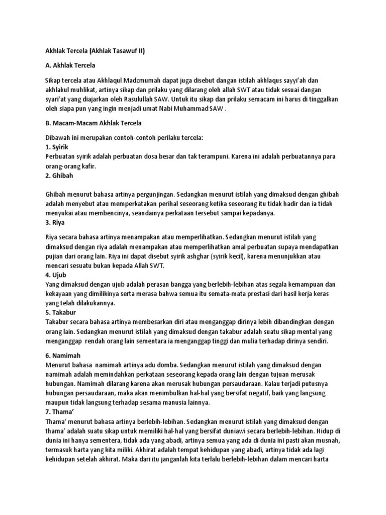 Apakah Yang Dimaksud Dengan Akhlak Tercela