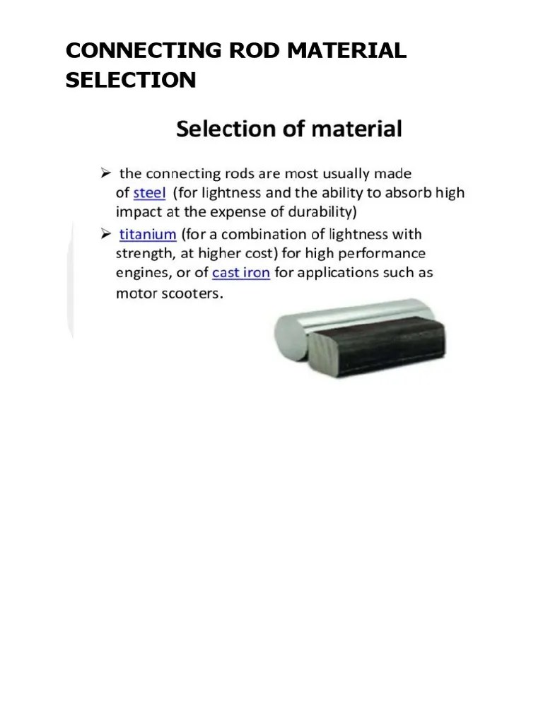 Material Selection Considerations for Connecting Rods Based on Engine Lubrication System Design