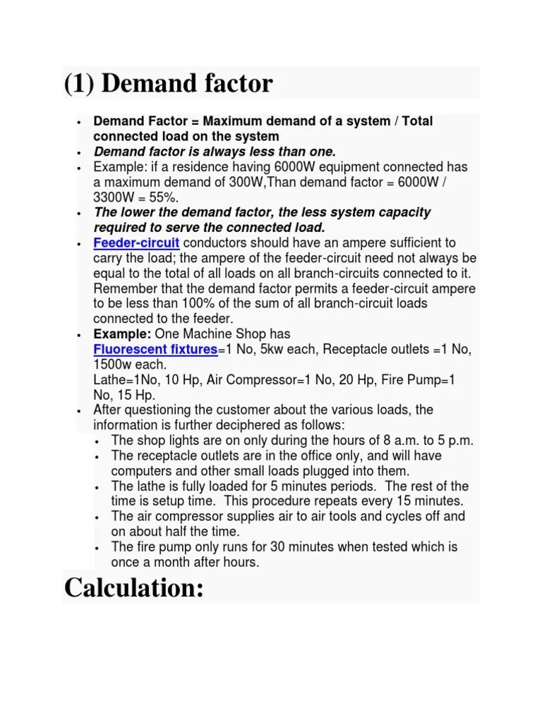Demand Factor Load Factor PDF Kilowatt Hour Electricity