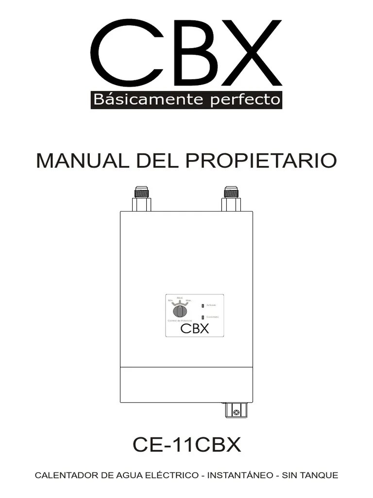 Manual Calentador de Agua CBX | PDF | Agua | Tanques