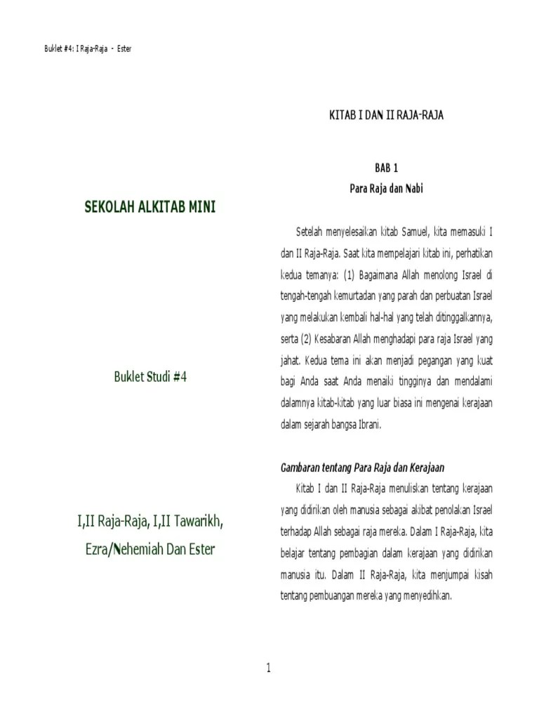 1 2 Raja Raja, 1 2 Tawarikh, Ezra, Nehemiah Dan Ester