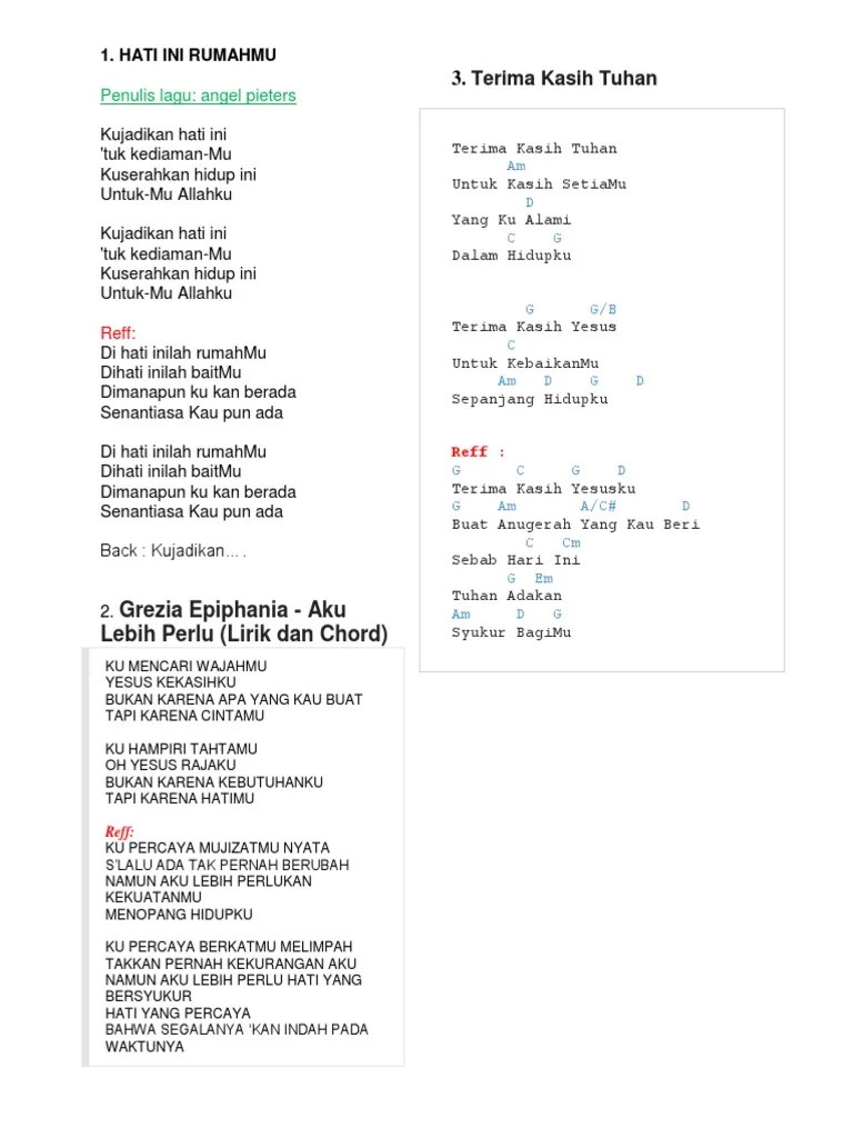 Terimakasih Tuhan Chord