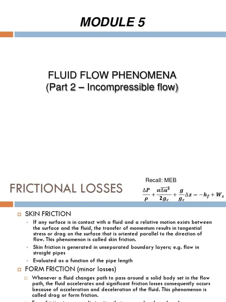CHE131 Module6 Fluid Flow Phenomena (Part 2) PDF Fluid Dynamics