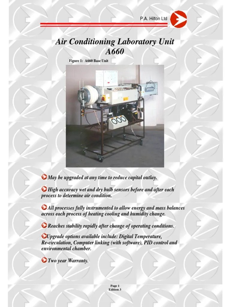 Air Conditioning Laboratory Unit A660 PDF Hvac Air Conditioning