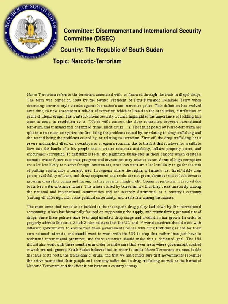 Position paper khadijah shabazz cnsl 5203 dr. Sample MUN Position Paper | Illegal Drug Trade | Opium ...