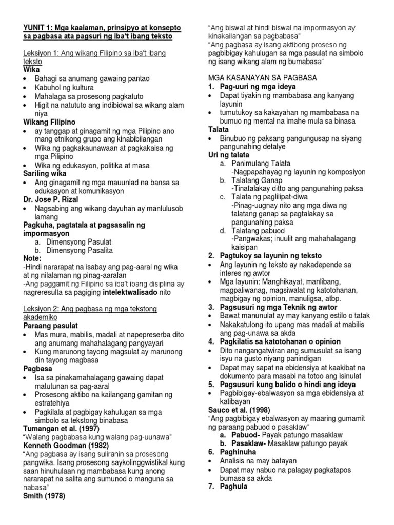 Filipino Summary PDF