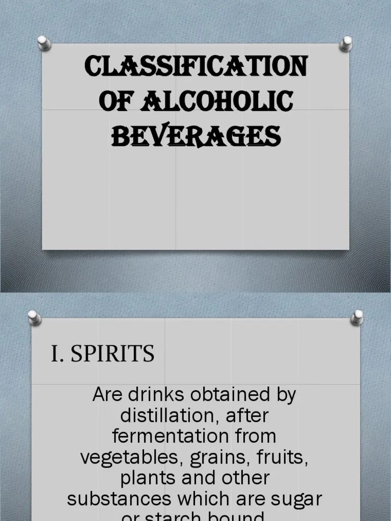 Classification of Alcoholic Beverages PDF