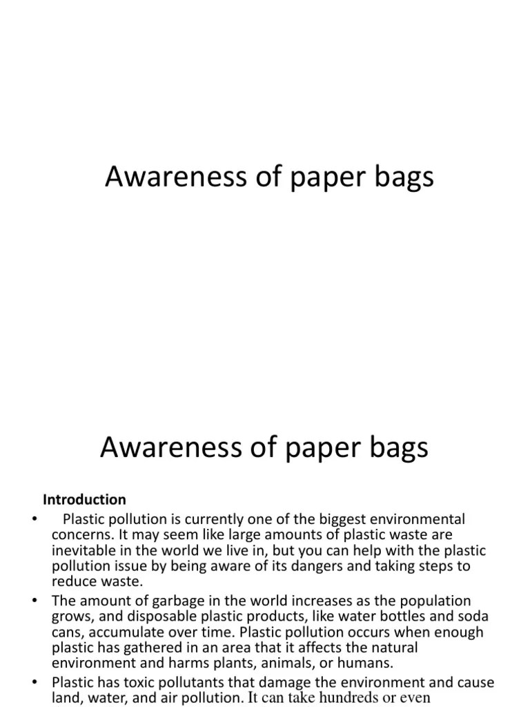 Awareness of Paper Bags PDF Pollution Plastic