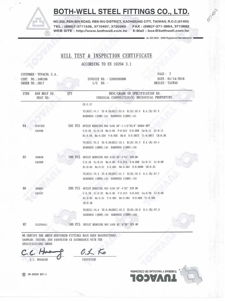 Ca0498 Threadolet A105 6.000L 34 X 1 14 36 BothWell PDF