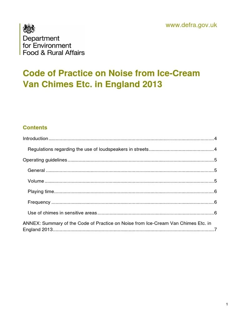 Ice Cream Van Regulations UK PDF Nuisance Noise