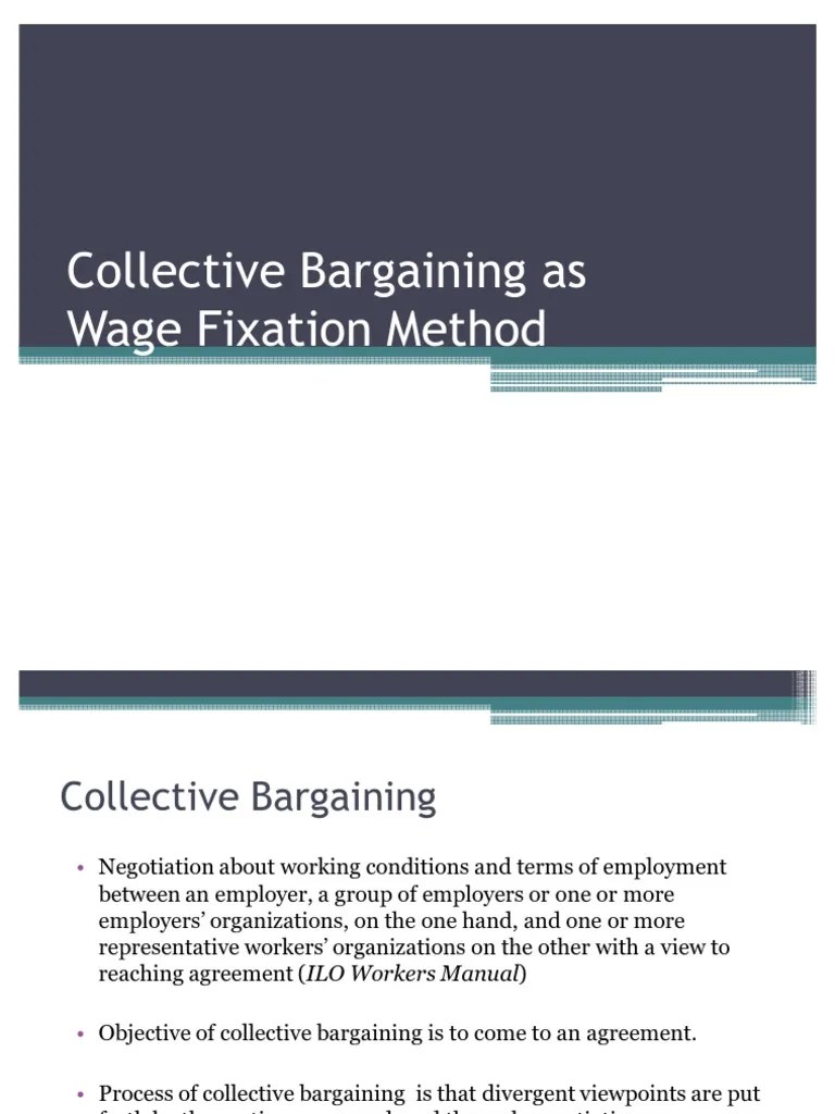 Wage Fixation Trade Union Employment