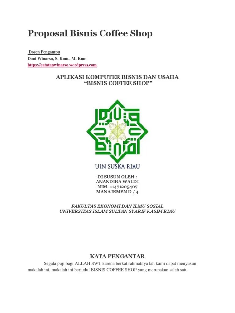 Contoh Proposal Bisnis Plan Coffee Shop