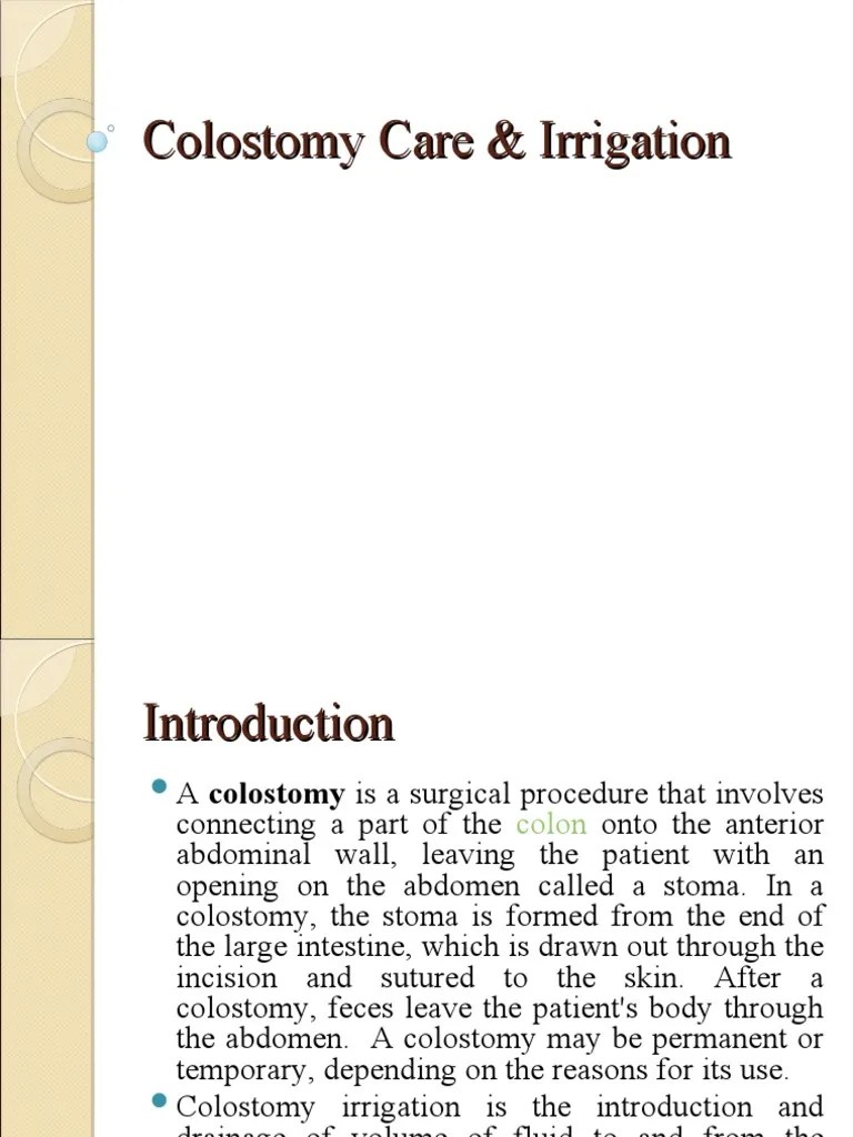 Colostomy Care & Irrigation PDF Gastroenterology Medical Specialties