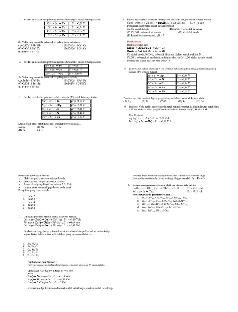Soal Sel Volta | PDF