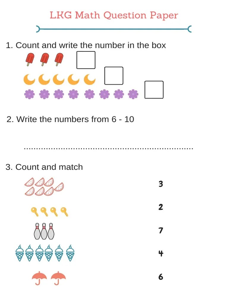 LKG Math Question Paper PDF Teaching Mathematics