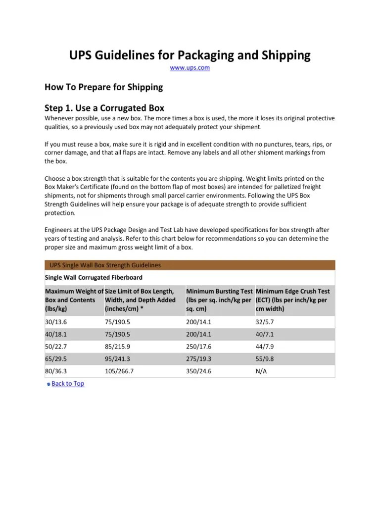 UPS Shipping Guidelines PDF Packaging And Labeling Industrial
