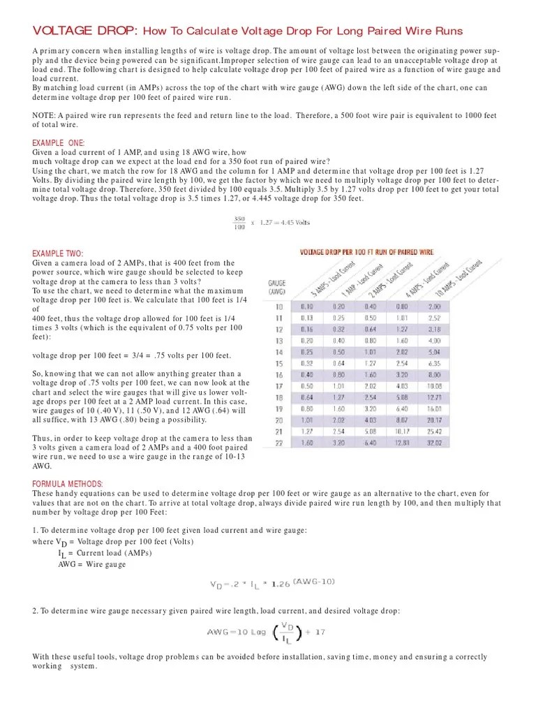 Voltage Drop How To Calculate Voltage Drop For Long Paired Wire Runs
