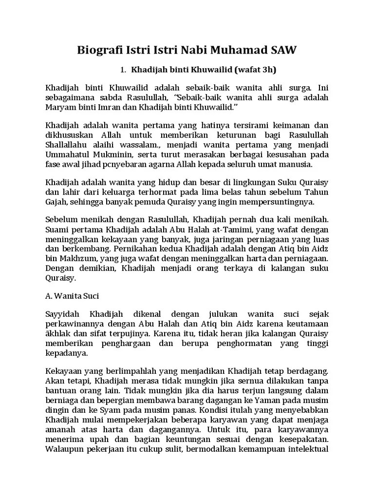 Pernikahan Nabi Muhammad Dengan Siti Khadijah Dikaruniai Berapa Anak :  Keluarga Rasulullah Saw Pusat Kajian Hadis