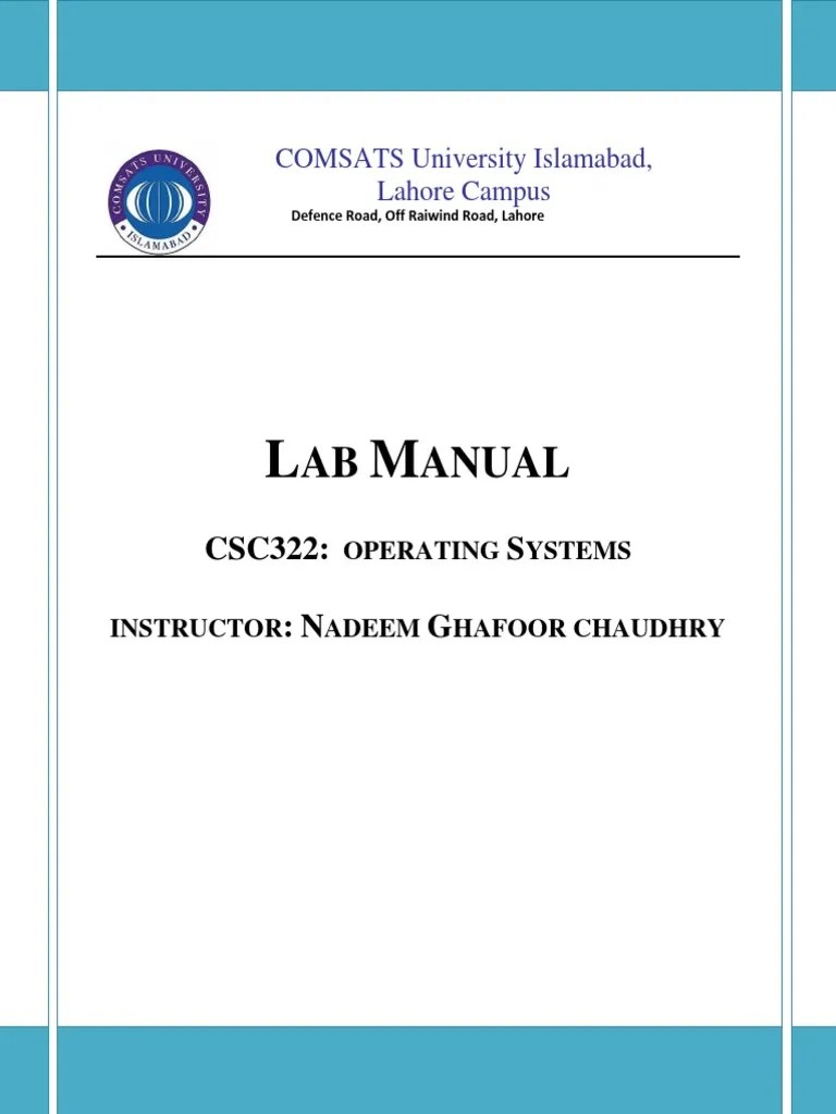 CSC322 Lab Manual Operating Systems PDF C (Programming Language